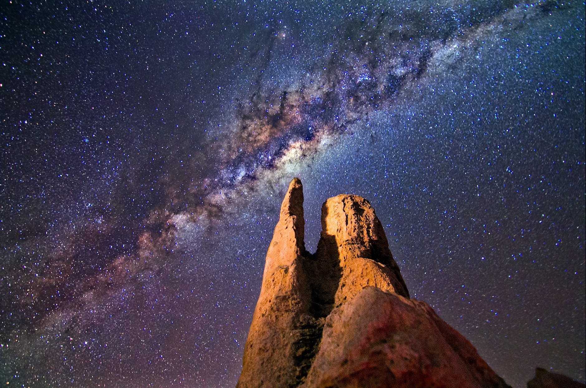 rock formation during night time