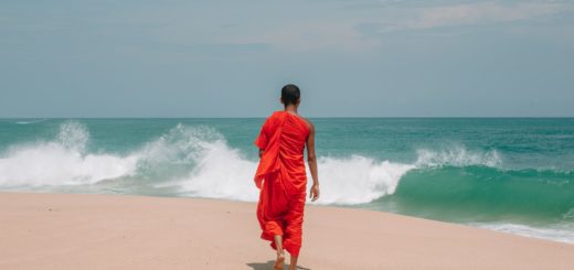 unrecognizable young ethnic man walking on seashore