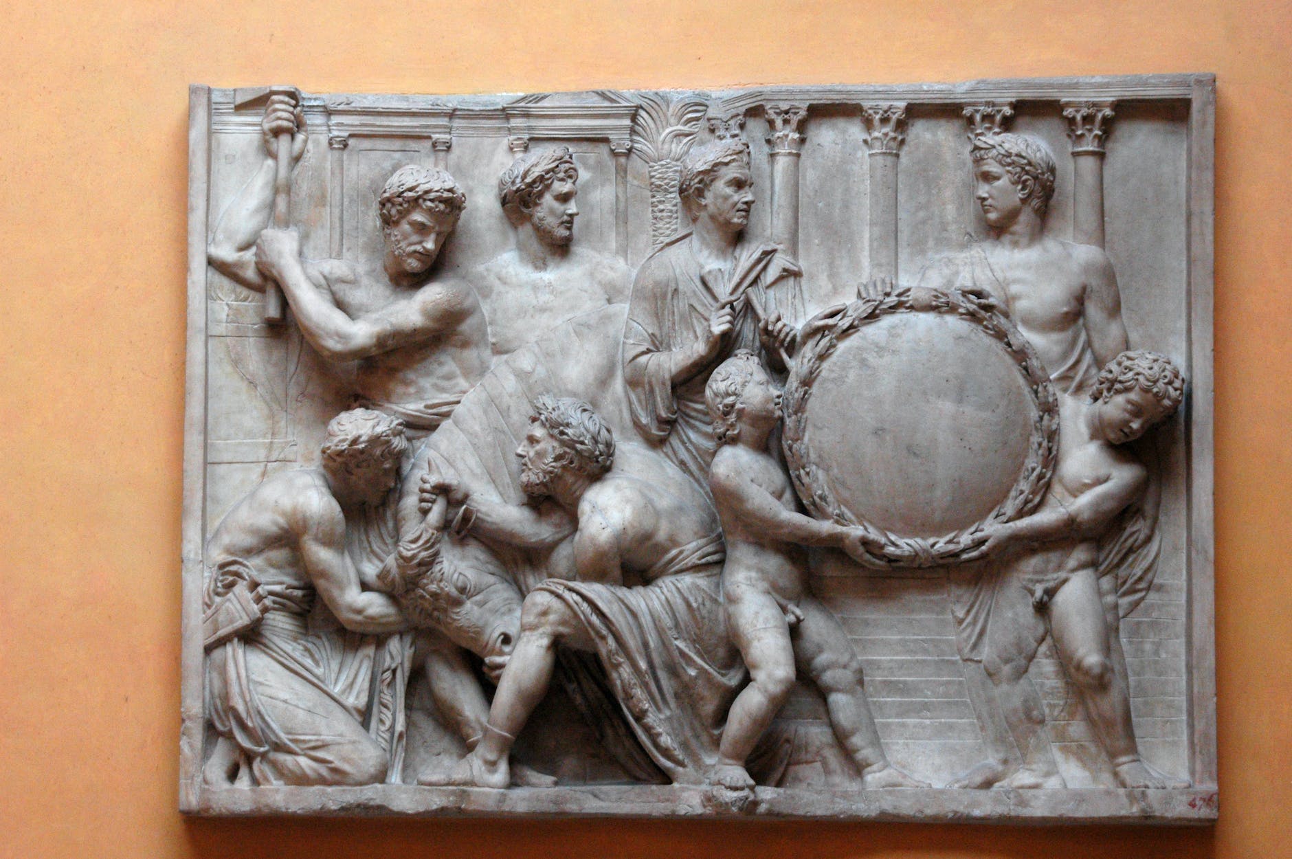 close up of a ancient roman relief