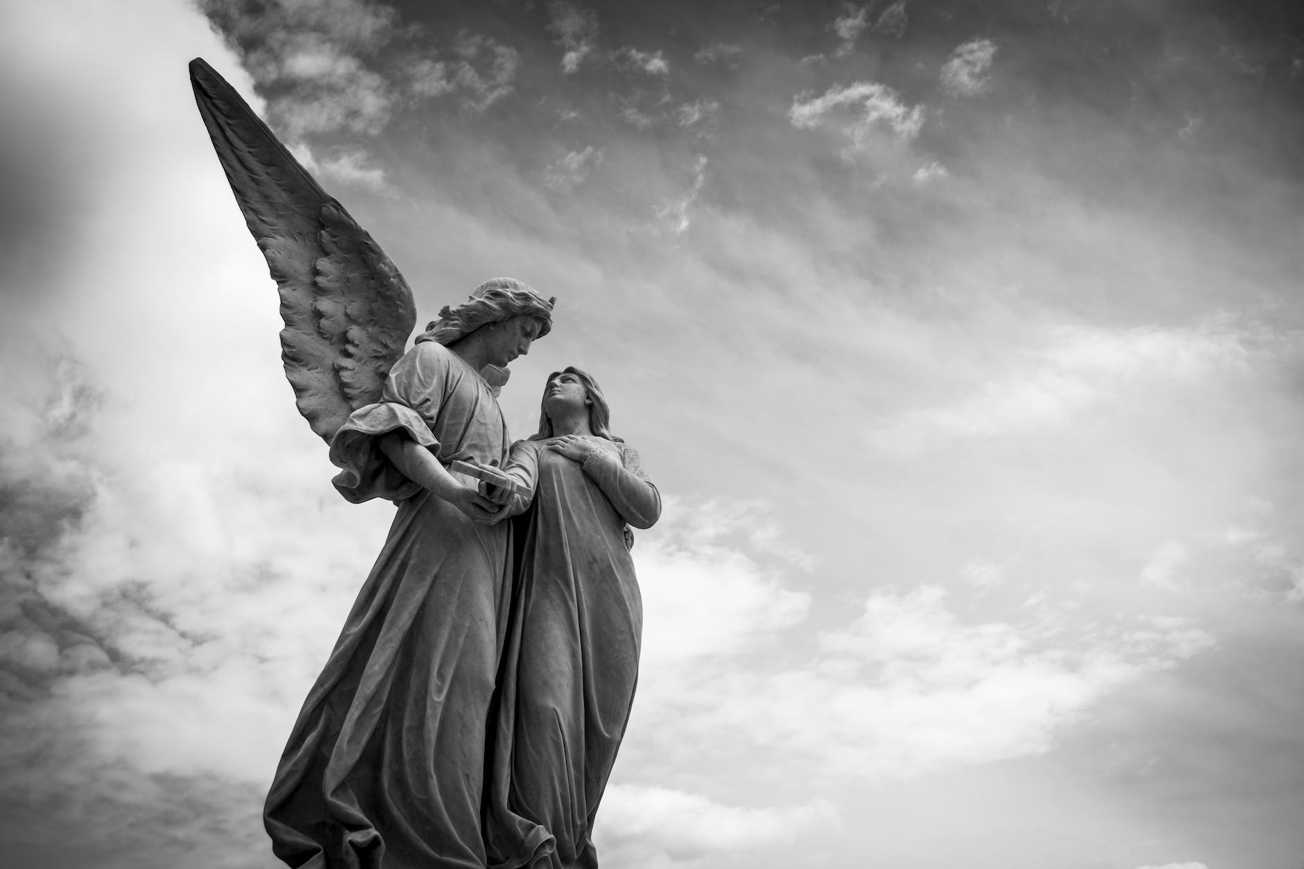 angel art black and white clouds