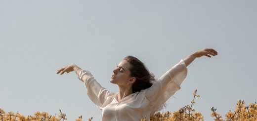 woman at a flower field