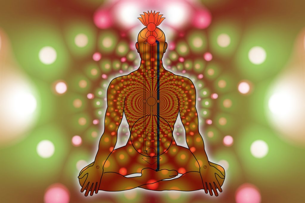 yoga position showing the chakras illustration