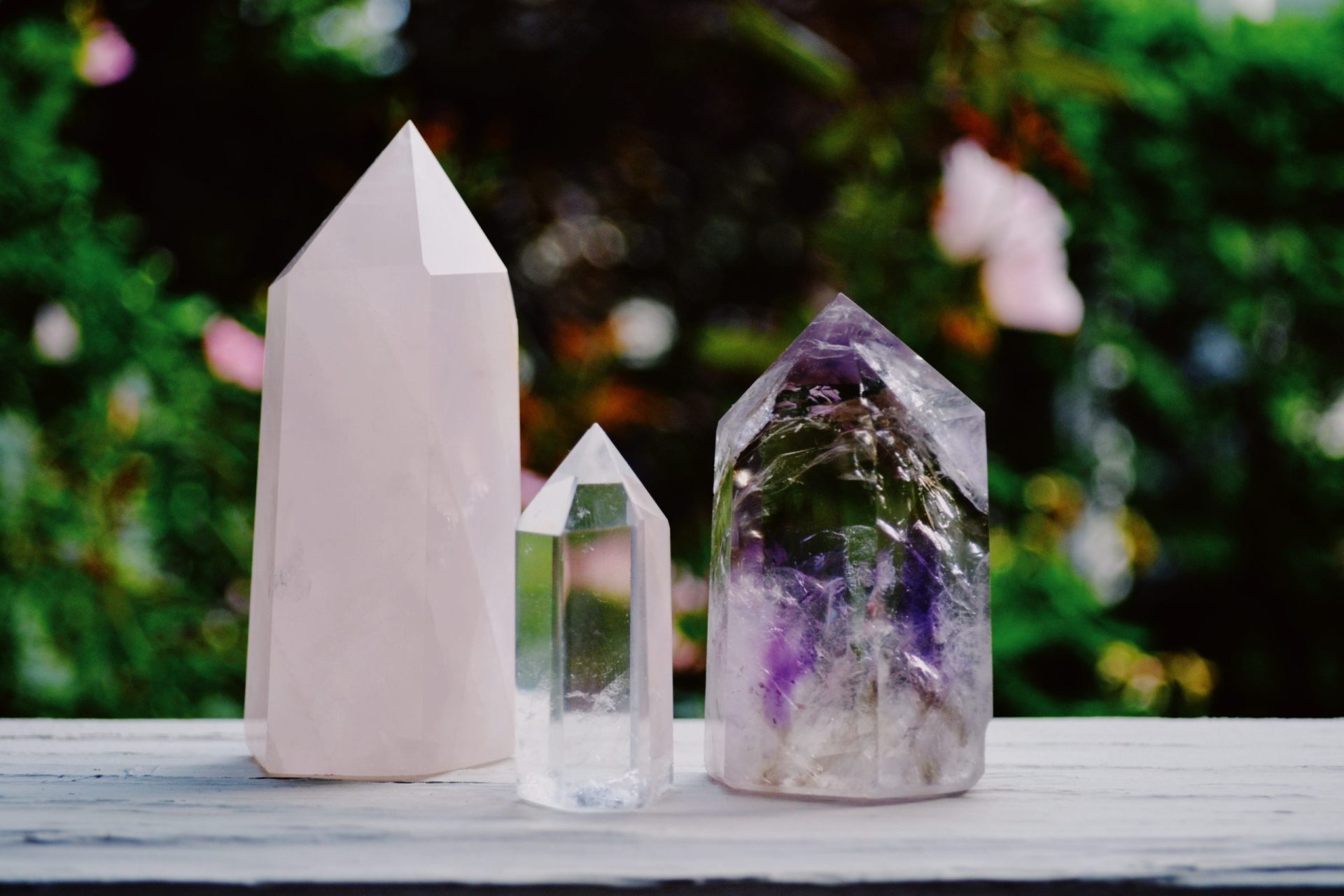 three white lemurian seed crystals