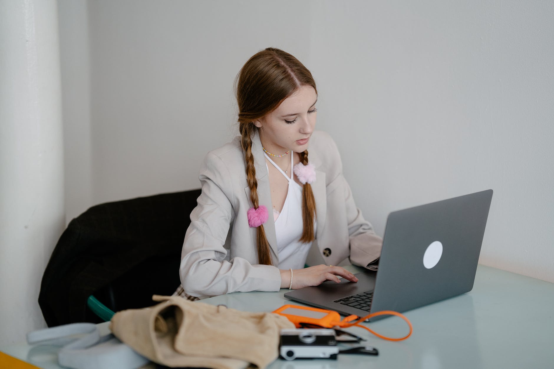 young woman using a laptop