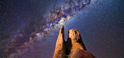 rock formation during night time