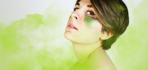 woman with green face paint