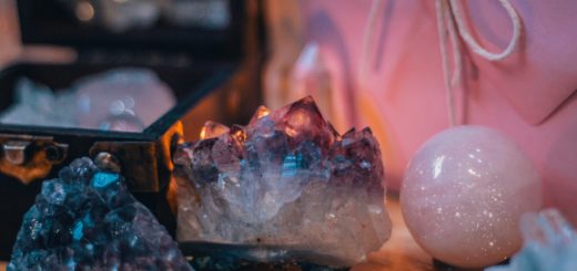 crystals on a table