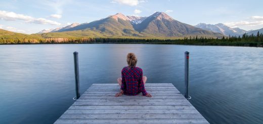 jetty, woman, sitting