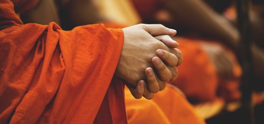 buddhism, folded hands, monks