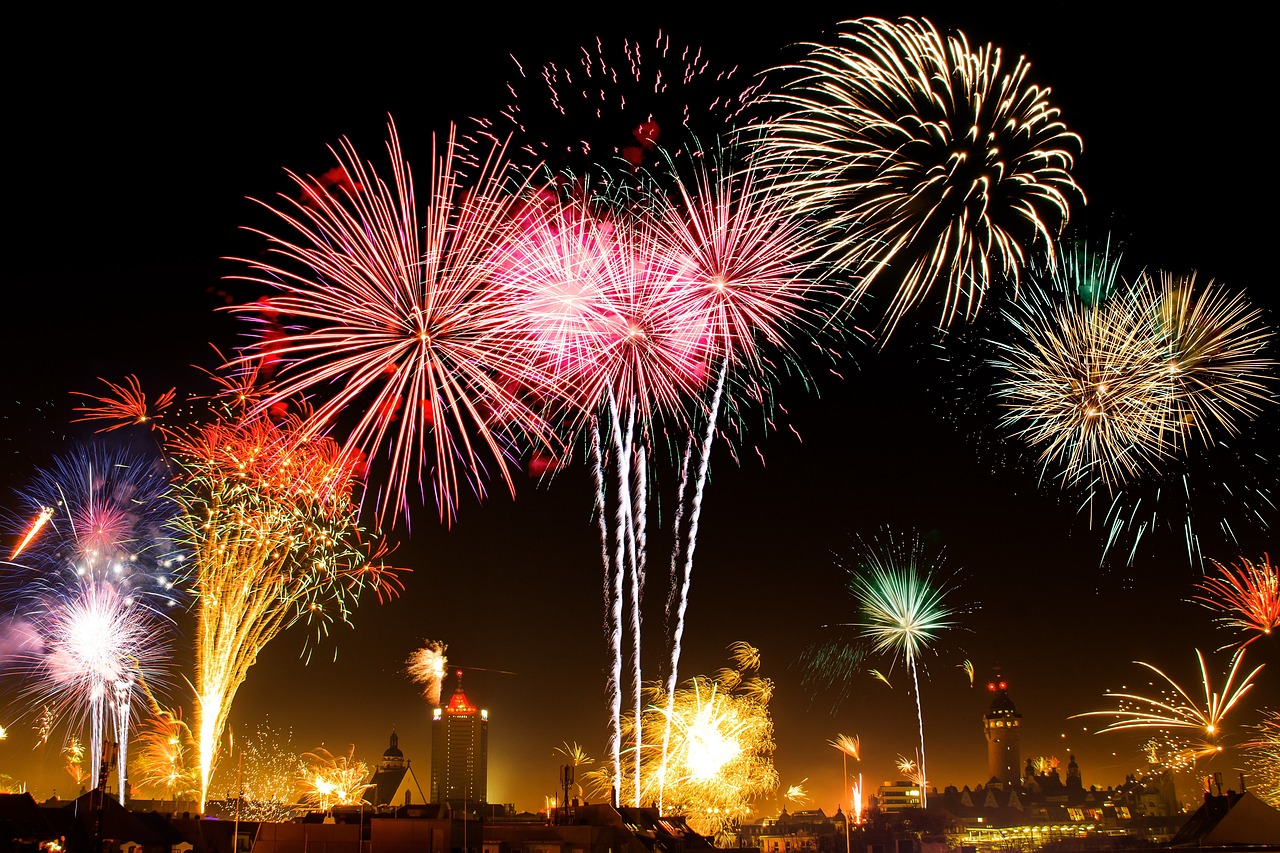 fireworks, new year's eve, nature