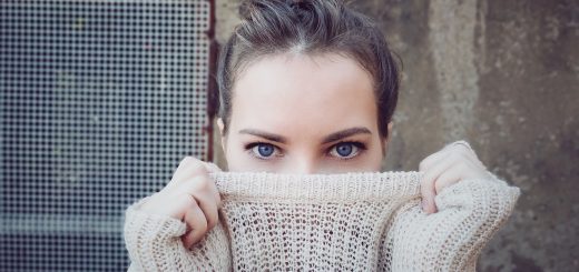 woman, knitwear, eyes