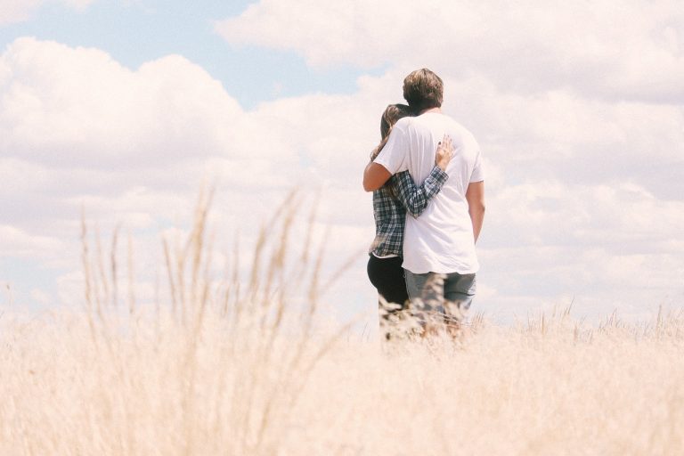 couple, hugging, nature