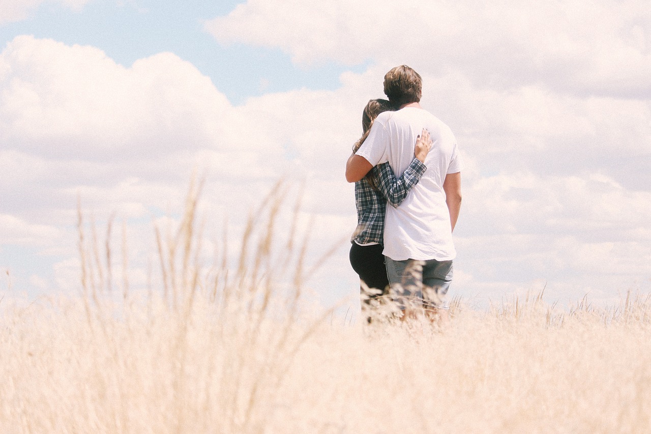 couple, hugging, nature