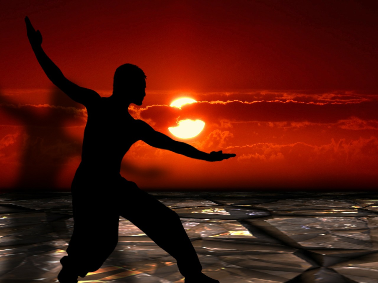 martial arts, tai chi, silhouettes