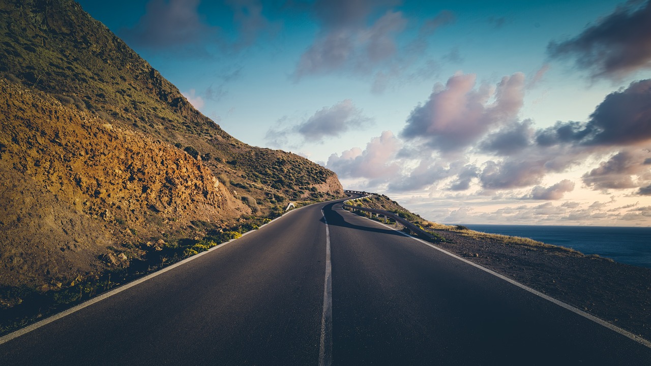 road, coast, nature