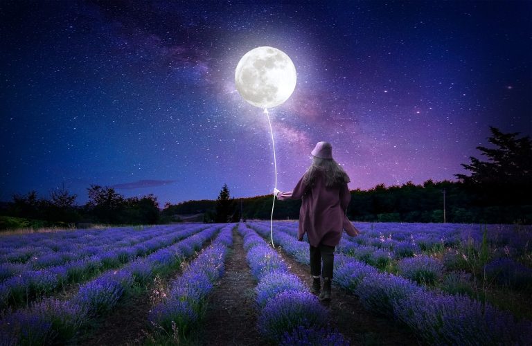moon, stars, lavender