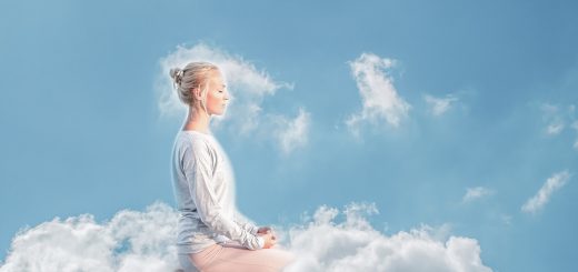 woman, sky, meditation