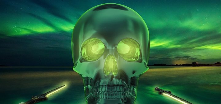 crystal skull, crystal, northern lights