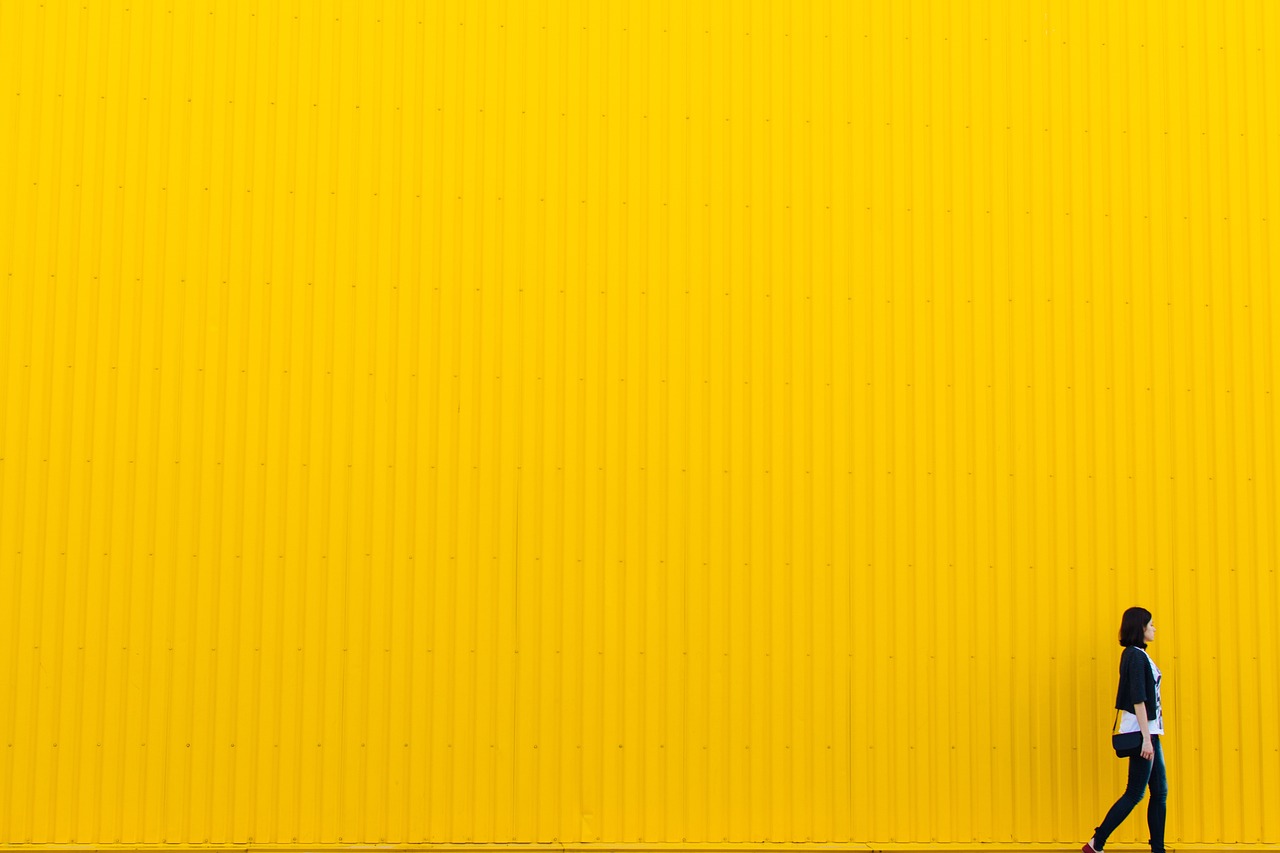 yellow, wall, girl