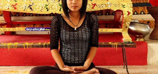 meditation, girl, temple