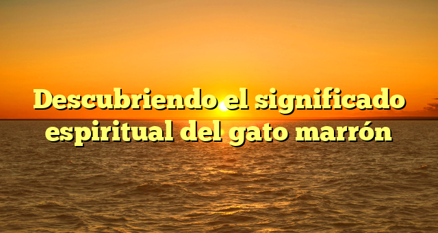 Descubriendo el significado espiritual del gato marrón