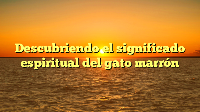 Descubriendo el significado espiritual del gato marrón