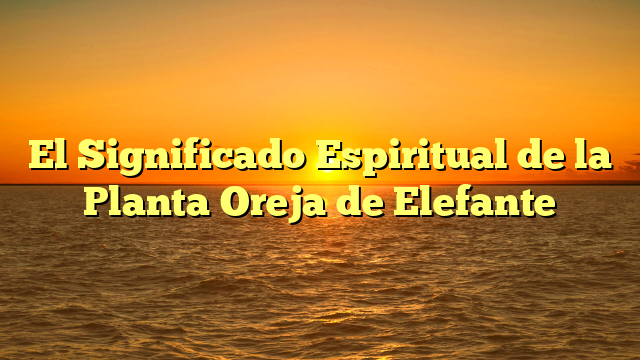 El Significado Espiritual de la Planta Oreja de Elefante