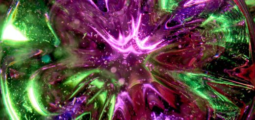 green and purple abstract painting