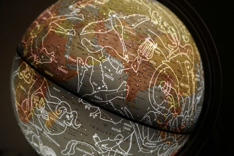 brown and white printed astrology