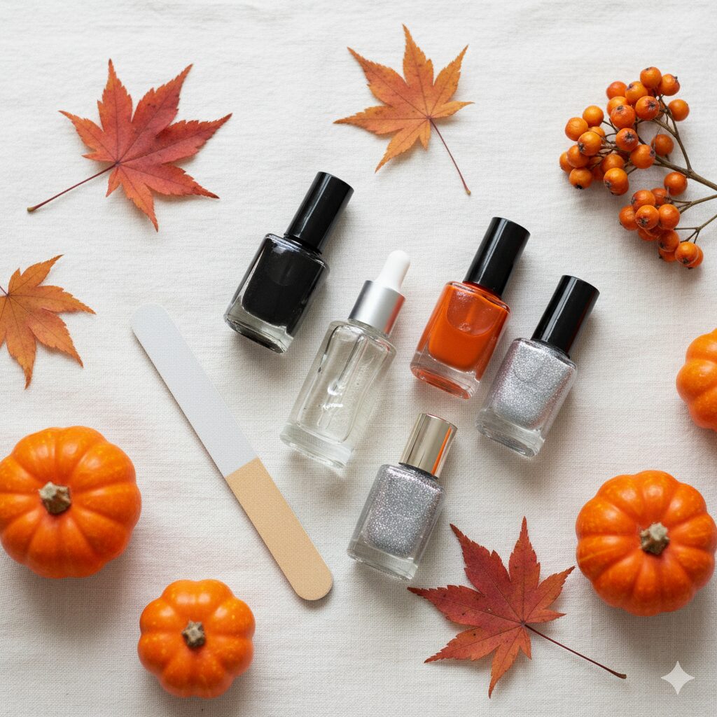 Elegant Black and Orange Halloween Nails